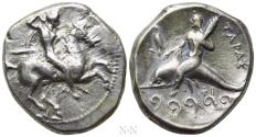 Ancient Coins - CALABRIA. Tarentum. Nomos (Circa 332-302 BC).
