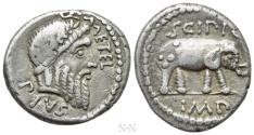 Ancient Coins - Q. CAECILIUS METELLUS PIUS SCIPIO. Denarius (47-46 BC). Military mint traveling with Scipio in Africa.