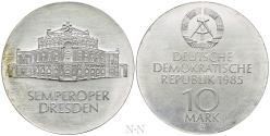World Coins - GERMANY. German Democratic Republic. Silver 10 Mark (1985-A). Re-opening of Semper Opera in Dresden.