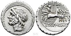Ancient Coins - L. SCIPIO ASIAGENUS. Serrate Denarius (106 BC). Rome.