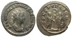 Ancient Coins - Saloninus, as Caesar. Antoninianus. Spes Presents Flower to Prince.