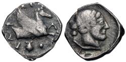 Ancient Coins - Calabria, Tarentum. AR Drachm. Hippocamp. Ex Coin Galleries, 1986.