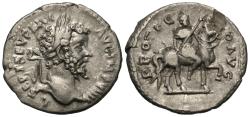 Ancient Coins - Septimius Severus. AR Denarius. Emperor on Horseback. SCARCE.