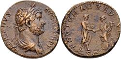 Ancient Coins - Hadrian. Æ Sestertius. Lovely River Patina.