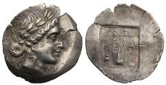 Ancient Coins - Lycian League, Masykites. AR Hemidrachm. Apollo / Kithara.