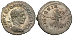 Ancient Coins - Elagabalus. AR Denarius. Victory Flying.