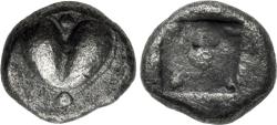 Ancient Coins - Kyrenaica, Kyrene. AR Obol. Silphion Fruit.
