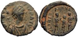Ancient Coins - Arcadius. Æ 13 mm. Nicomedia Mint. Three Emperors.