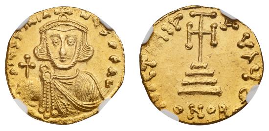 Byzantine Empire Justinian Ii Gold Solidus First Reign Mint State