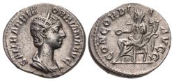 Ancient Coins - Orbiana. AR Denarius. Special Marriage Emission Under Severus Alexander.