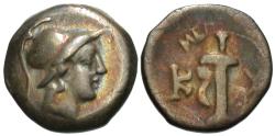 Ancient Coins - Caria, Kaunos. AR Hemidrachm. Athena / Sword in Sheath.