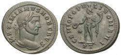 Ancient Coins - Galerius, as Caesar. Æ Follis. Genuis of the People.