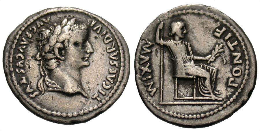 Tiberius. AR Denarius. 'Tribute Penny'. | Roman Imperial Coins