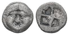 Ancient Coins - Macedon, Neapolis. AR Obol. Gorgoneion.