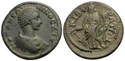 Ancient Coins - Phrygia. Cibyra. Diadumenian, as Caesar. Æ Tetrassarion. Tyche.