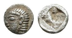 Ancient Coins - Ionia, Kolophon. AR Hemiobol. Archaic Head of Apollo.