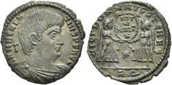 Ancient Coins - Magnentius. Æ Maiorina. Two Victories Inscribe Shield.