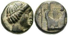Ancient Coins - Ionia. Kolophon. Æ 8 mm. Apollo / Lyre.