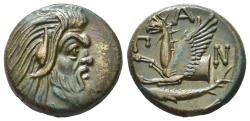 Ancient Coins - Cimmerian Bosporos. Pantikapaion. Æ 21 mm. Satyr / Griffin.