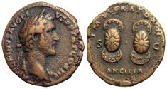 Ancient Coins - Antoninus Pius. Æ As. Sacred Shields.