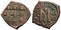 Ancient Coins - Byzantine Empire. Heraclius with Martina and Heraclius Constantine. Æ Follis.