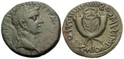 Ancient Coins - Commagene, Uncertain Mint. Tiberius. Æ Dupondius. Winged Caduceus Between Crossed Cornucopias.