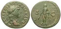 Ancient Coins - Trajan. Æ  Semis. Hercules Statue.
