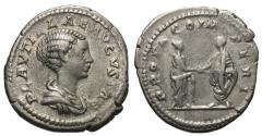Ancient Coins - Plautilla. AR Denarius. Caracalla & Plautilla Clasp Hands.