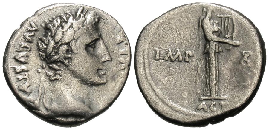 Augustus. AR Denarius. Apollo Citharoedus of Actium. | Roman Imperial Coins