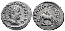 Ancient Coins - Philip I. AR Antoninianus. Elephant & Mahout.