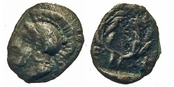 Ancient Coins - Aiolis, Elaia. Hemiobol. Athena / Olive Wreath. 