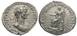 Ancient Coins - Hadrian. AR Denarius. Justitia. Elegant Portrait.