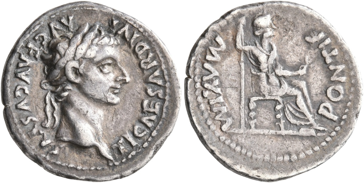 Tiberius. AR Denarius. 'Tribute Penny'. | Roman Imperial Coins