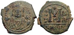 Ancient Coins - Byzantine Empire. Maurice Tiberius. Æ Follis. Theoupolis (Antioch) Mint.