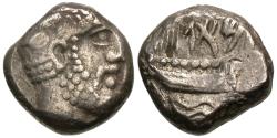 Ancient Coins - Phoenicia, Arados. AR Stater. Marine Deity / Galley.