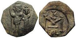 Ancient Coins - Byzantine Empire. Constans II, with Constantine IV. Æ Follis. Syracuse Mint.