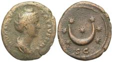 Ancient Coins - Diva Faustina Senior. Æ As. Crescent & Stars.