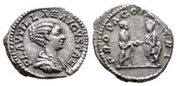Ancient Coins - Plautilla. AR Denarius. Caracalla & Plautilla Clasp Hands.