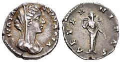 Ancient Coins - Faustina Junior. AR Denarius. Aeternitas. RARE.