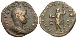 Ancient Coins - Philip II, as Caesar. Æ Sestertius.