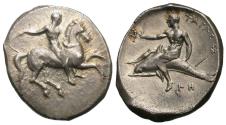 Ancient Coins - Calabria, Tarentum. AR Stater.