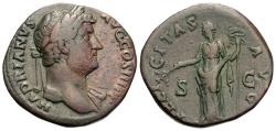 Ancient Coins - Hadrian. Æ Sestertius. Felicitas. Fine Style Portrait.