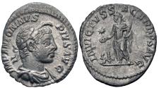 Ancient Coins - Elagabalus. AR Denarius. Emperor Sacrificing.