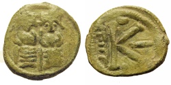 Ancient Coins - Nysa Scythopolis as Beisan (Beit-Shean). Umayyad Period, Arab Byzantine. Half-Follis. RARE.
