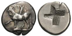 Ancient Coins - Thrace, Byzantion. AR Half Siglos. Bull on Dolphin.
