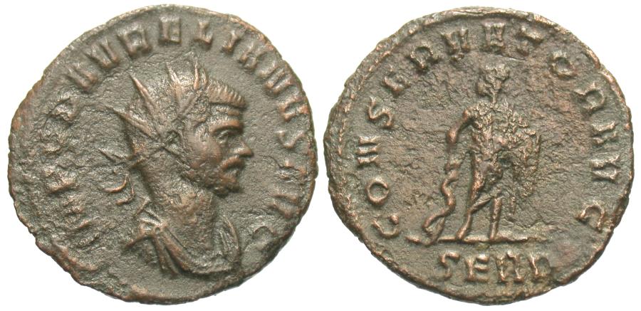 Aurelian. Æ Antoninianus. Asclepius. RARE. | Roman Imperial Coins