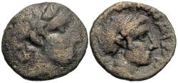 Ancient Coins - Thessaly, Phalanna. Æ Dichalkon. Youthful Male / Nymph.