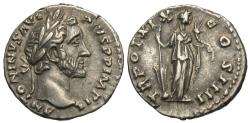 Ancient Coins - Antoninus Pius. AR Denarius. Fortuna.
