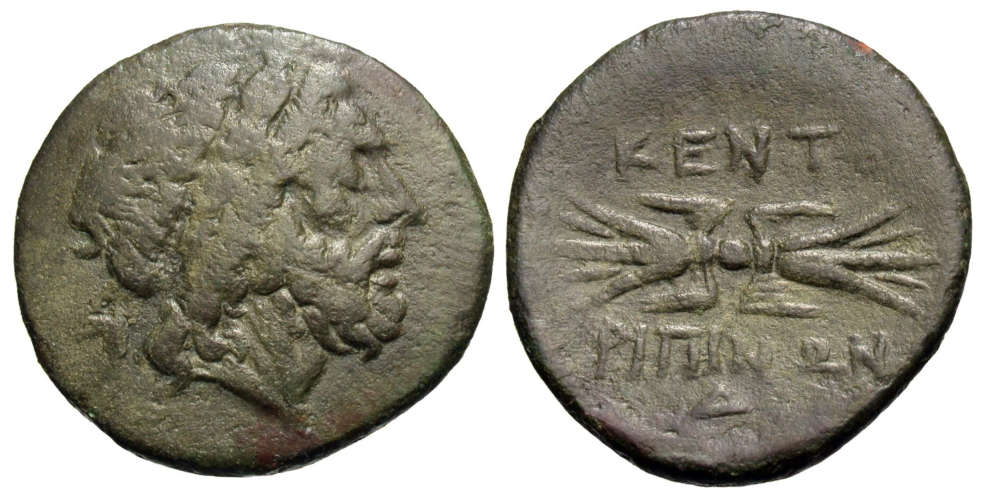 Sicily, Kentoripai. Æ Tetrachalkon. Zeus / Thunderbolt. | Greek Coins