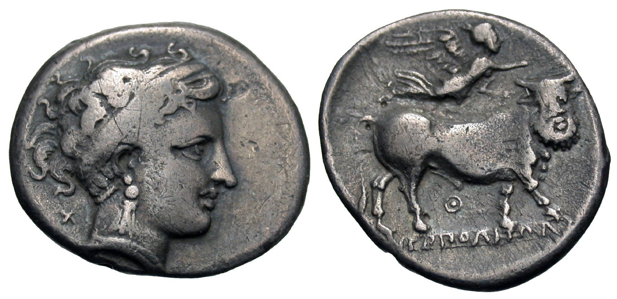 Campania, Neapolis. AR Didrachm. Man-headed Bull. | Greek Coins